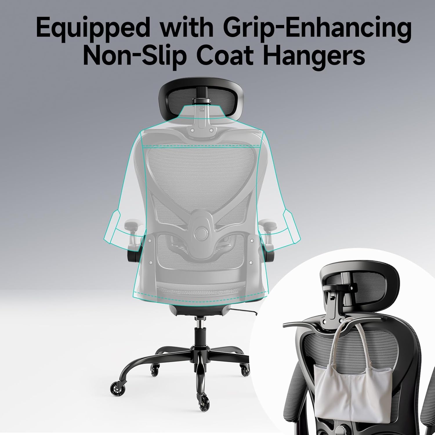 Ergonomic Office Chair with Neck Pillow Headrest with Rubber Wheels