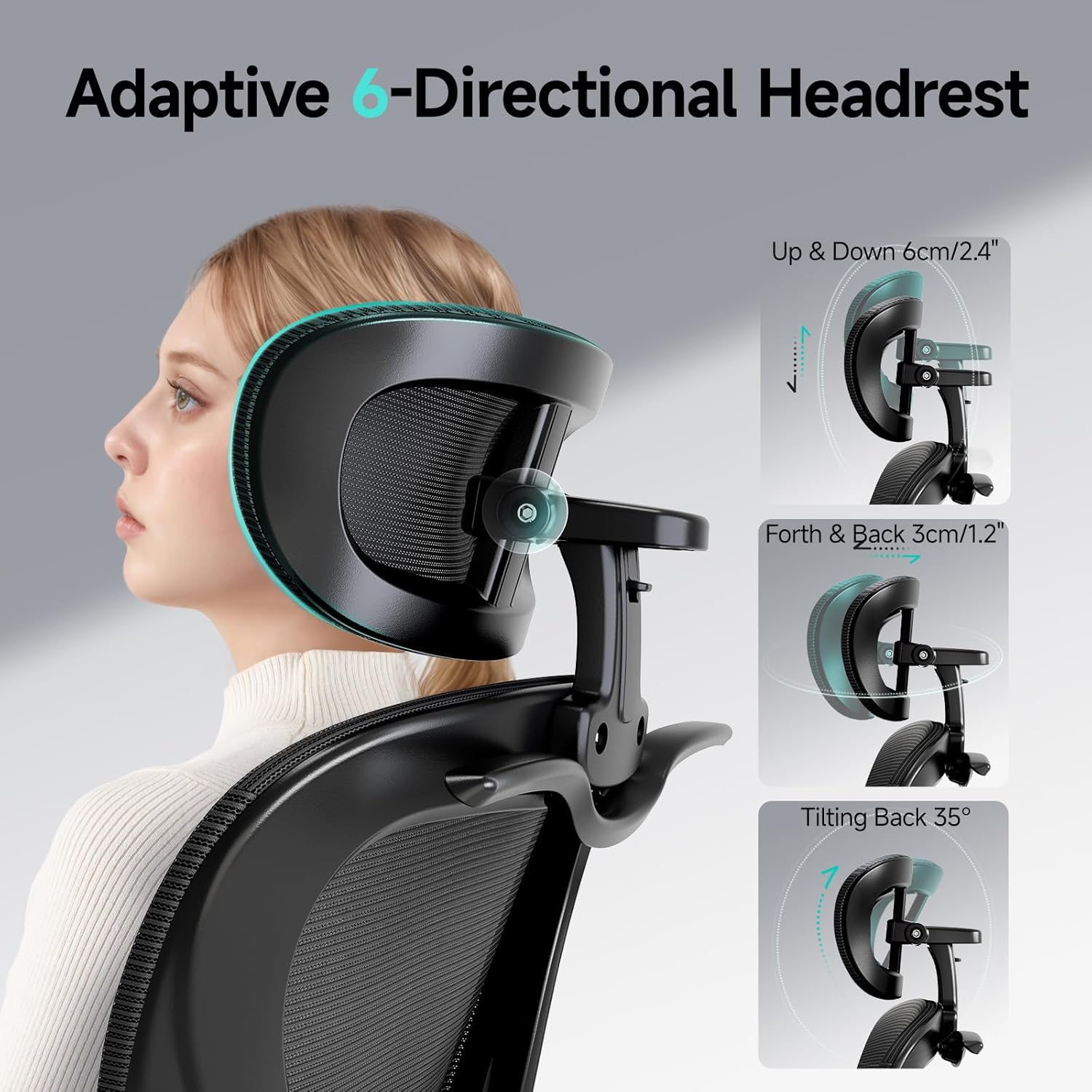 Ergonomic Office Chair with Neck Pillow Headrest with Rubber Wheels