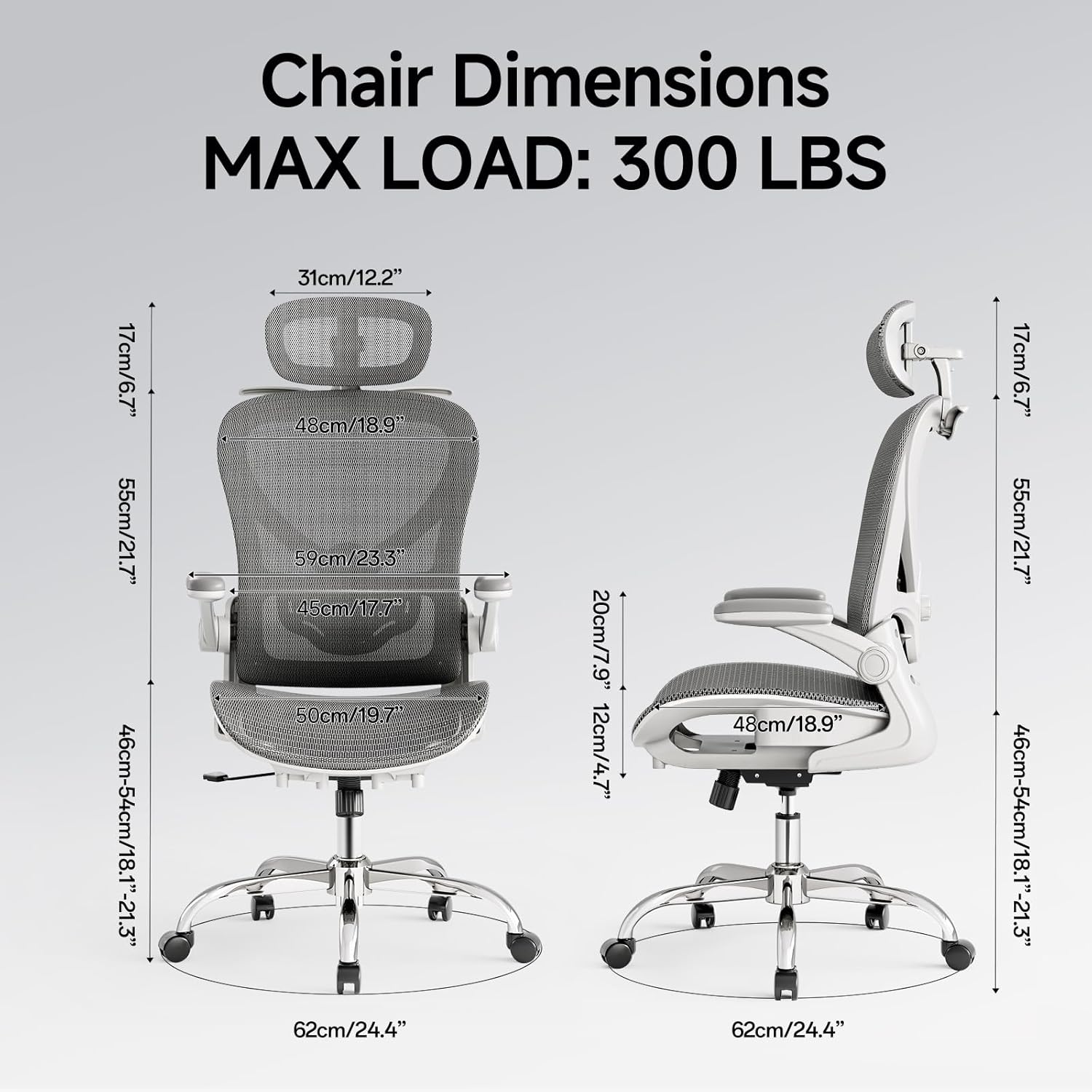Ergonomic Office Chair with Neck Pillow Headrest with Rubber Wheels
