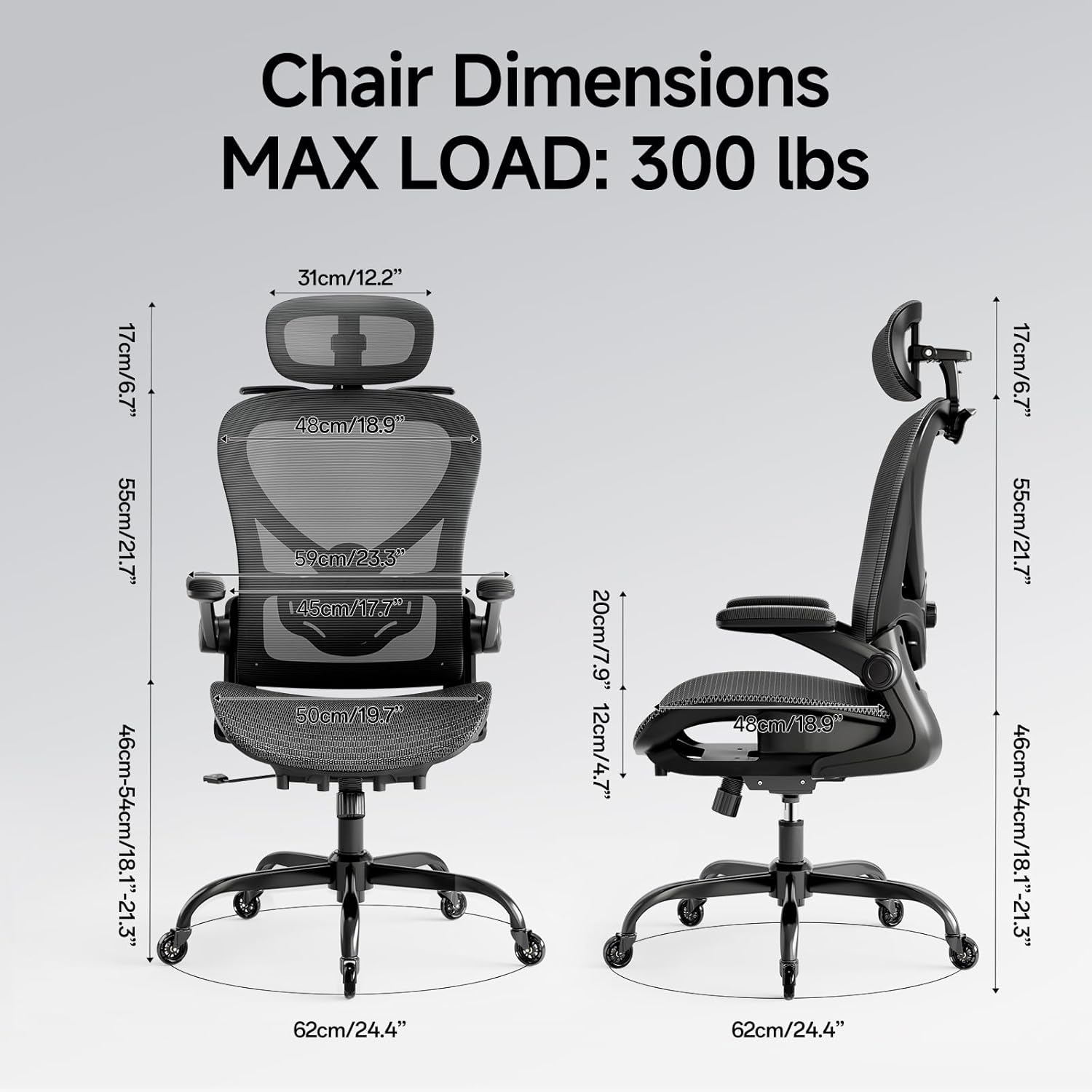 Ergonomic Office Chair with Neck Pillow Headrest with Rubber Wheels