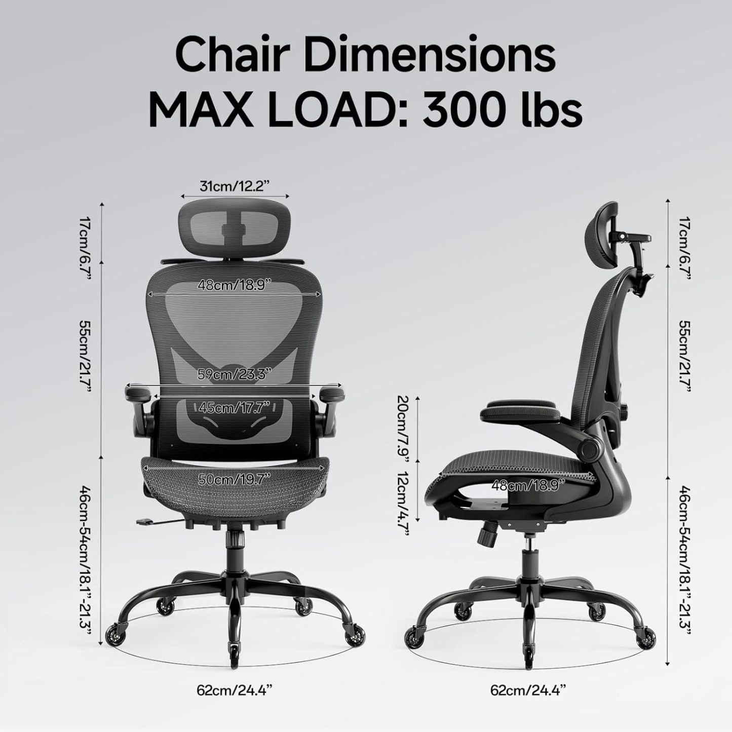 Ergonomic Office Chair with Neck Pillow Headrest with Rubber Wheels