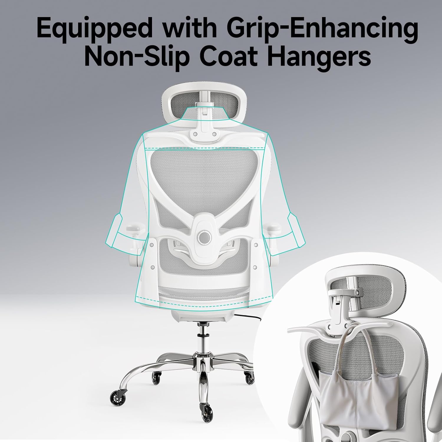 Ergonomic Office Chair with Neck Pillow Headrest with Rubber Wheels