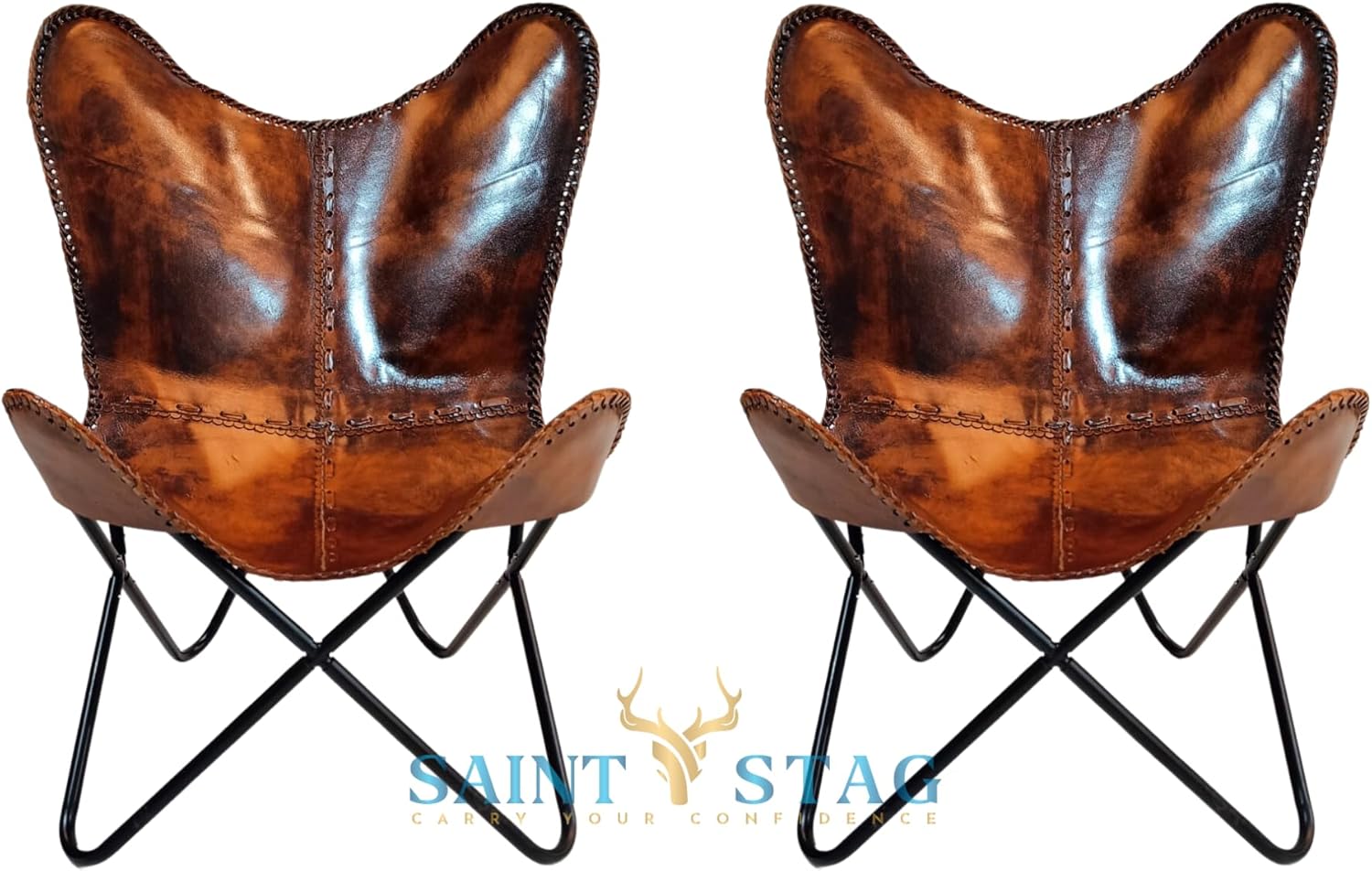 Vintage Leather Antique Butterfly Chair for Relaxing Folding Chair for Home