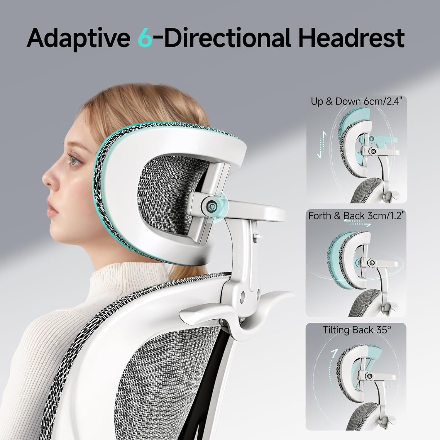 Ergonomic Office Chair with Neck Pillow Headrest with Rubber Wheels