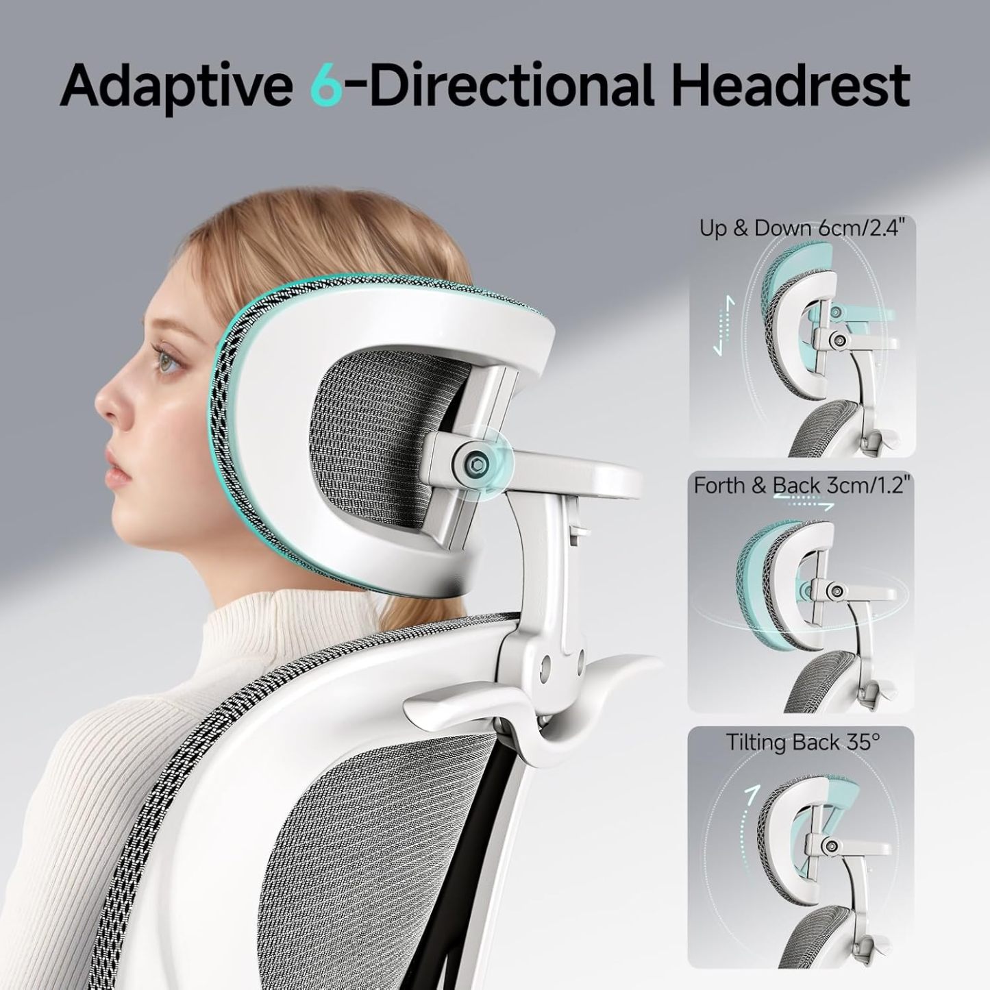 Ergonomic Office Chair with Neck Pillow Headrest with Rubber Wheels