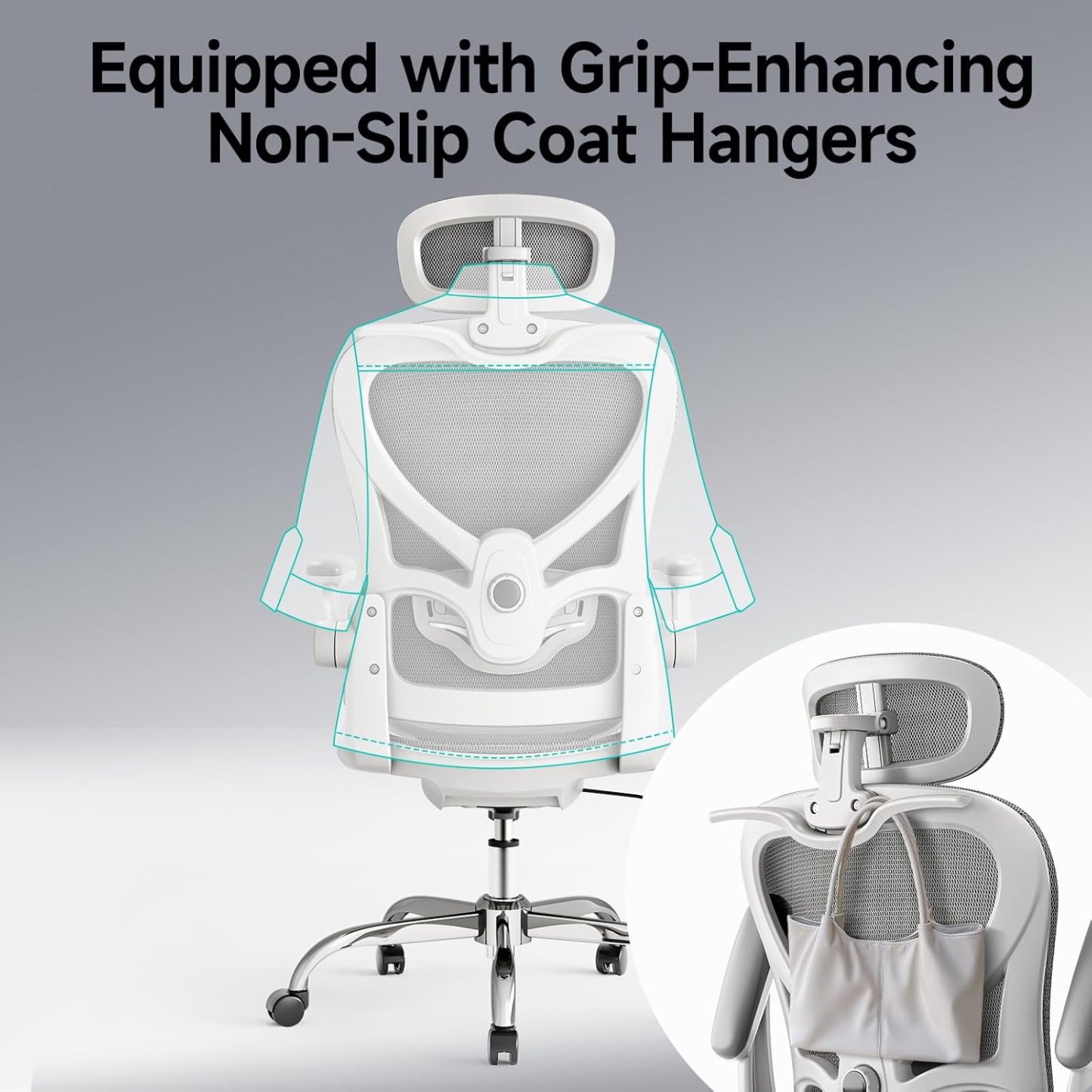 Ergonomic Office Chair with Neck Pillow Headrest with Rubber Wheels