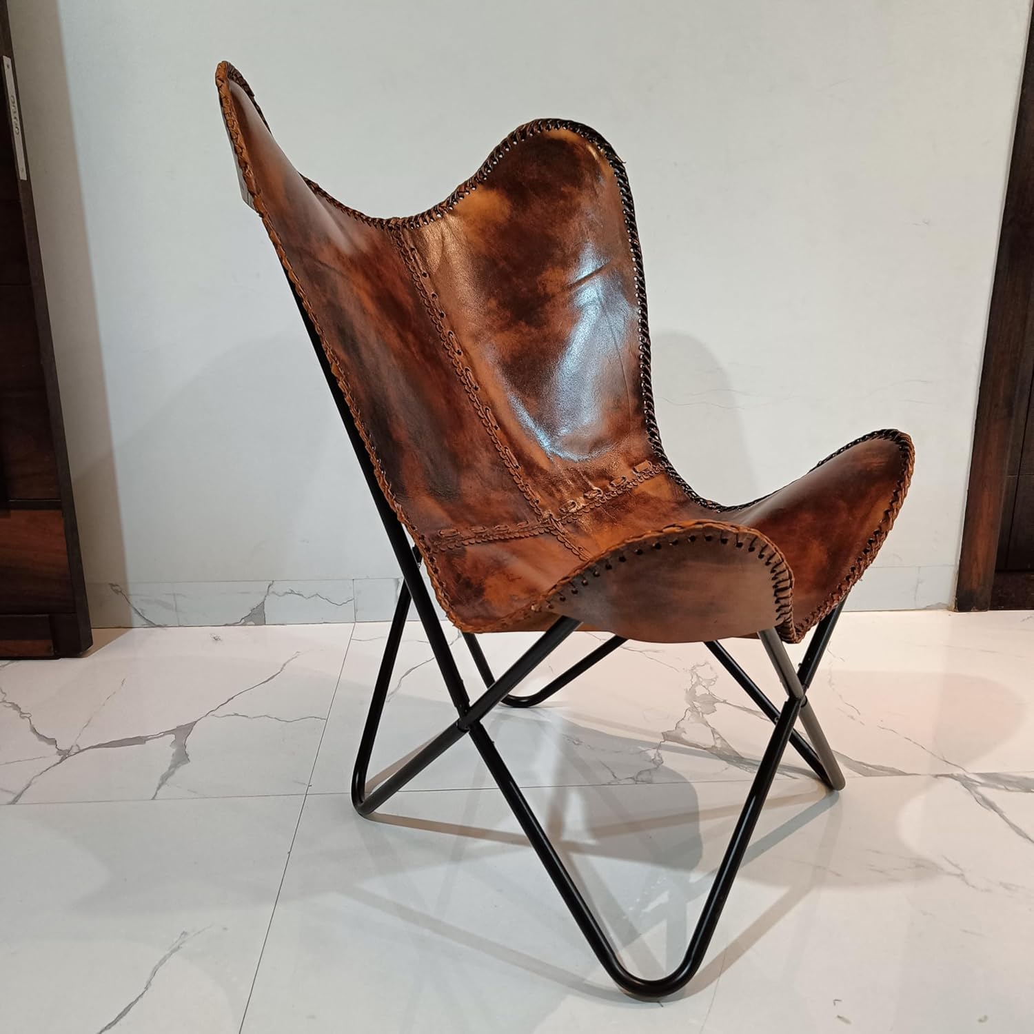 Vintage Leather Antique Butterfly Chair for Relaxing Folding Chair for Home