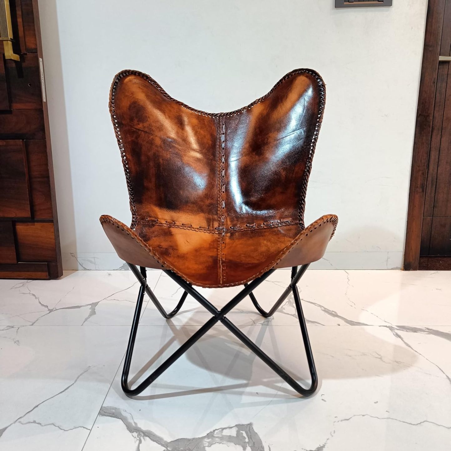 Vintage Leather Antique Butterfly Chair for Relaxing Folding Chair for Home