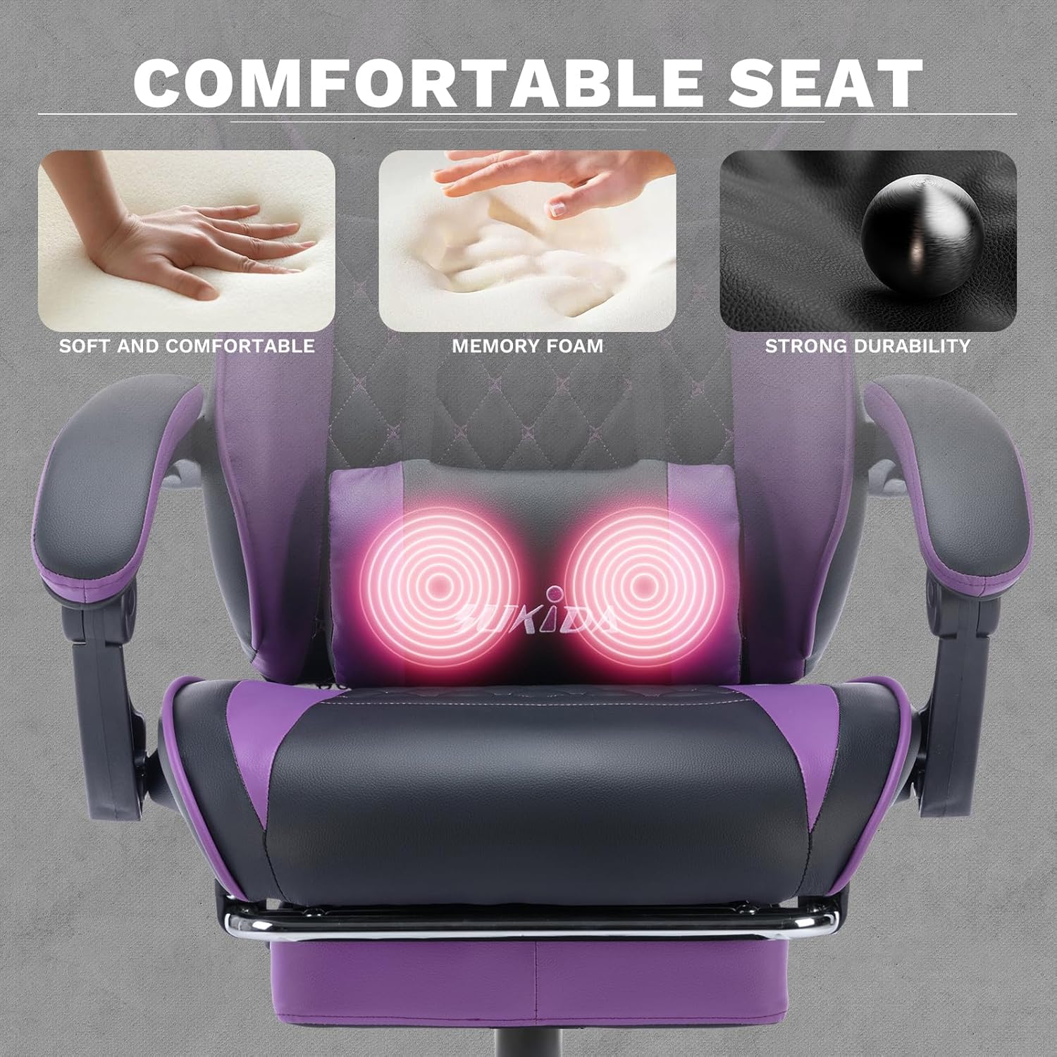 Video Chairs Gaming Chair Adults Massage Swivel Height Adjustable Headrest