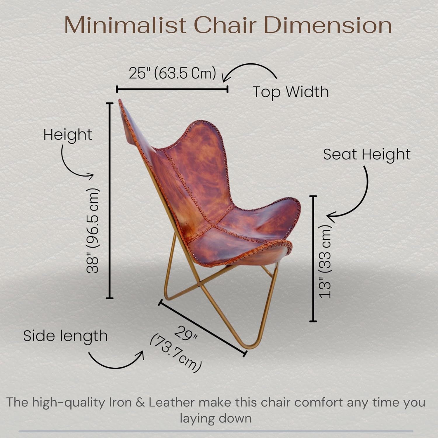 Vintage Leather Antique Butterfly Chair for Relaxing Folding Chair for Home