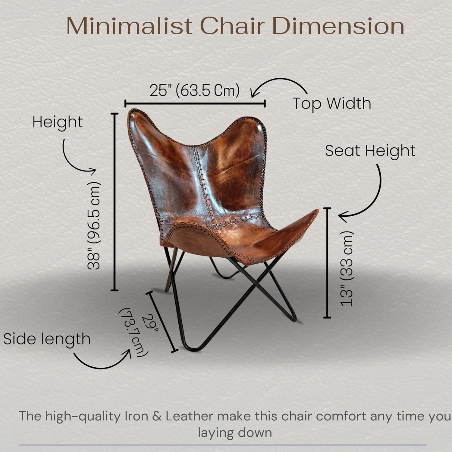 Vintage Leather Antique Butterfly Chair for Relaxing Folding Chair for Home