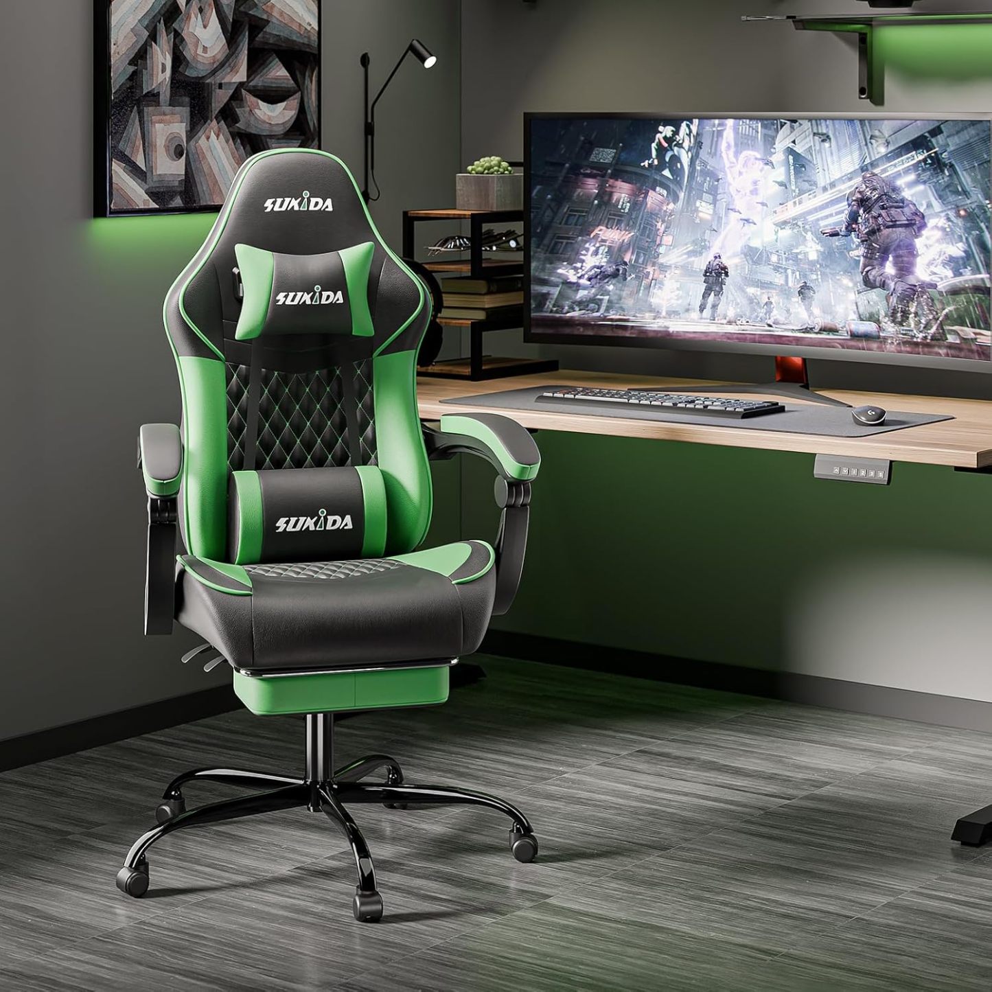 Video Chairs Gaming Chair Adults Massage Swivel Height Adjustable Headrest
