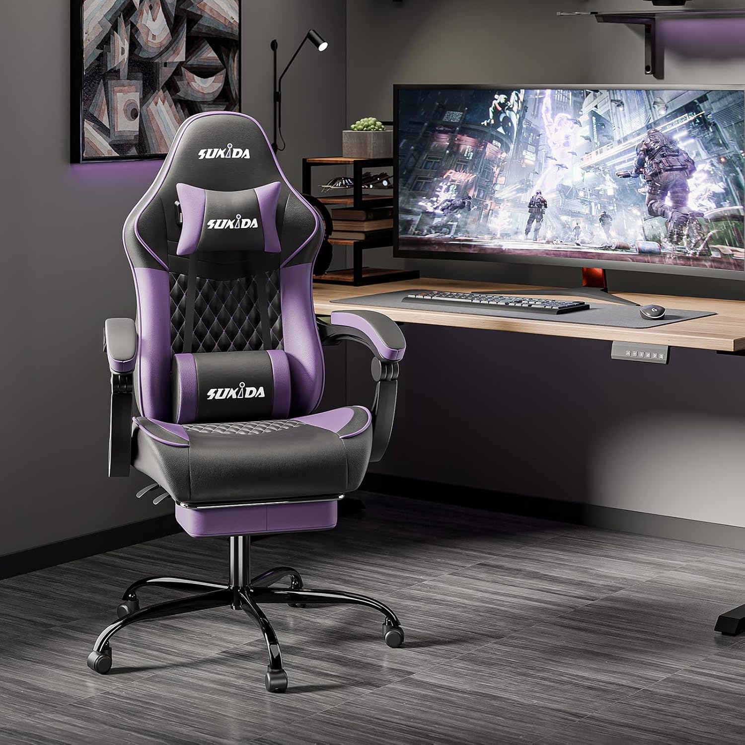 Video Chairs Gaming Chair Adults Massage Swivel Height Adjustable Headrest