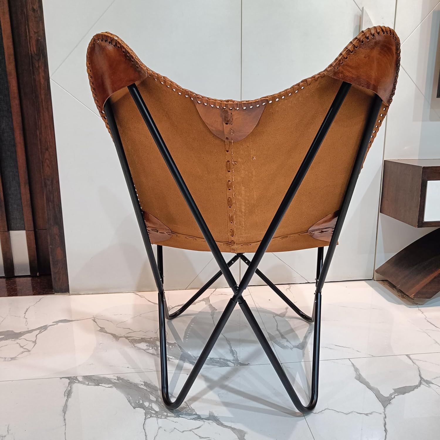 Vintage Leather Antique Butterfly Chair for Relaxing Folding Chair for Home
