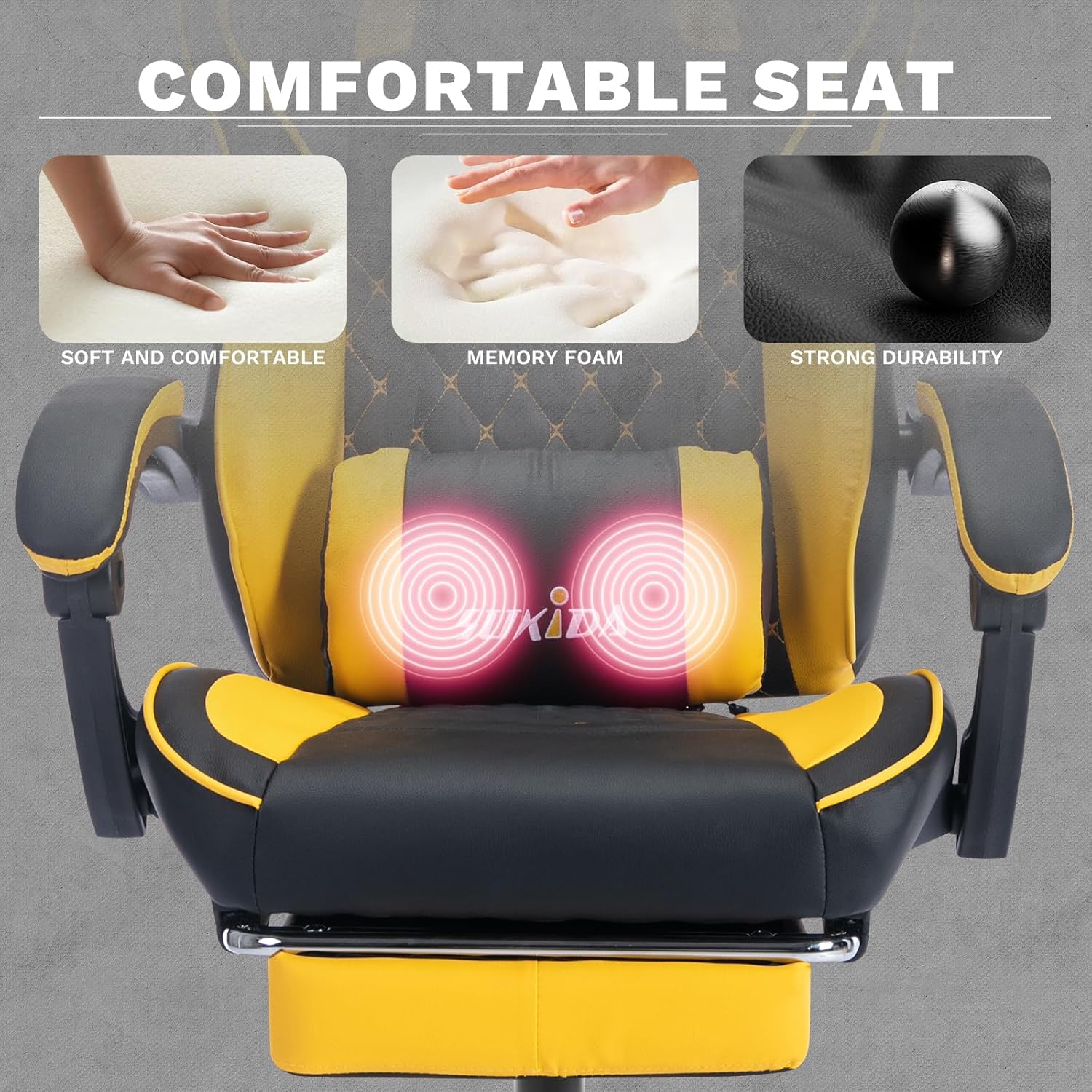Video Chairs Gaming Chair Adults Massage Swivel Height Adjustable Headrest