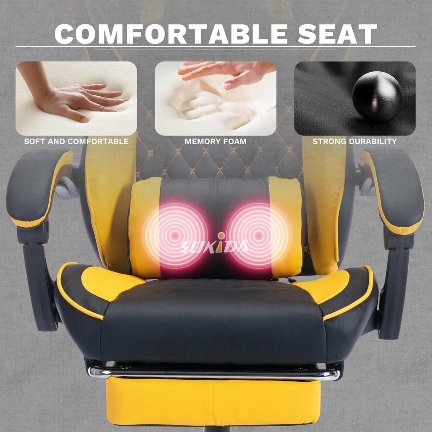 Video Chairs Gaming Chair Adults Massage Swivel Height Adjustable Headrest
