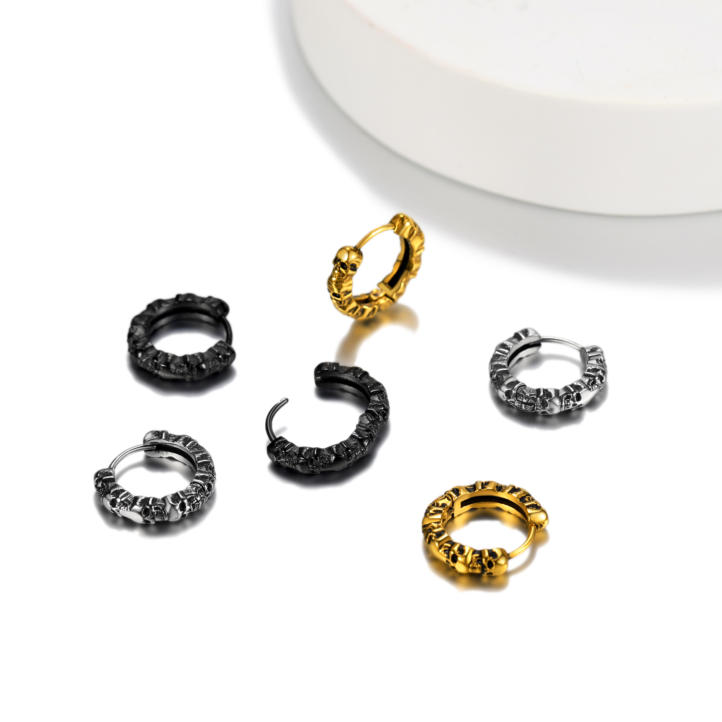 Skull Hoop Earrings for Men Women