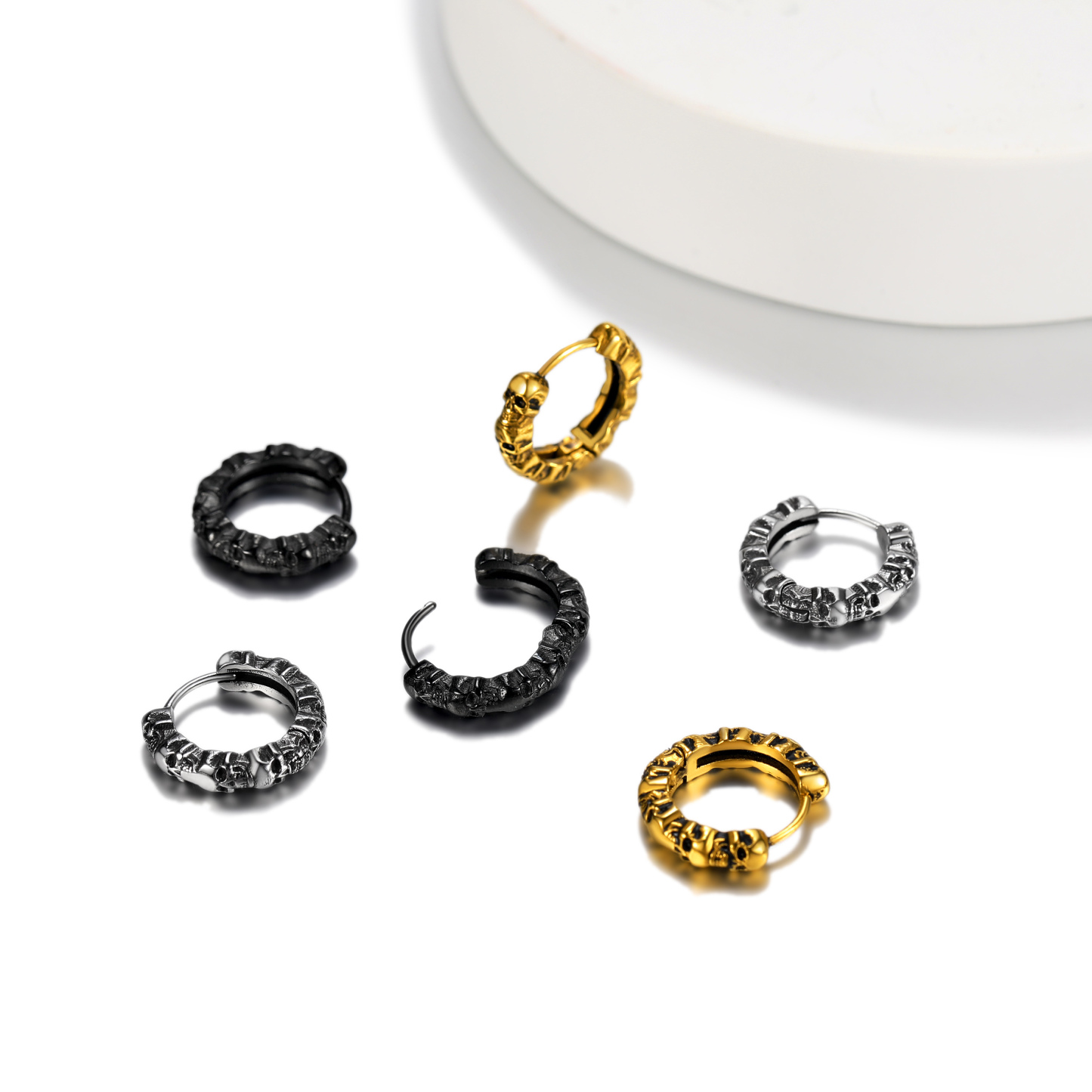 Skull Hoop Earrings for Men Women