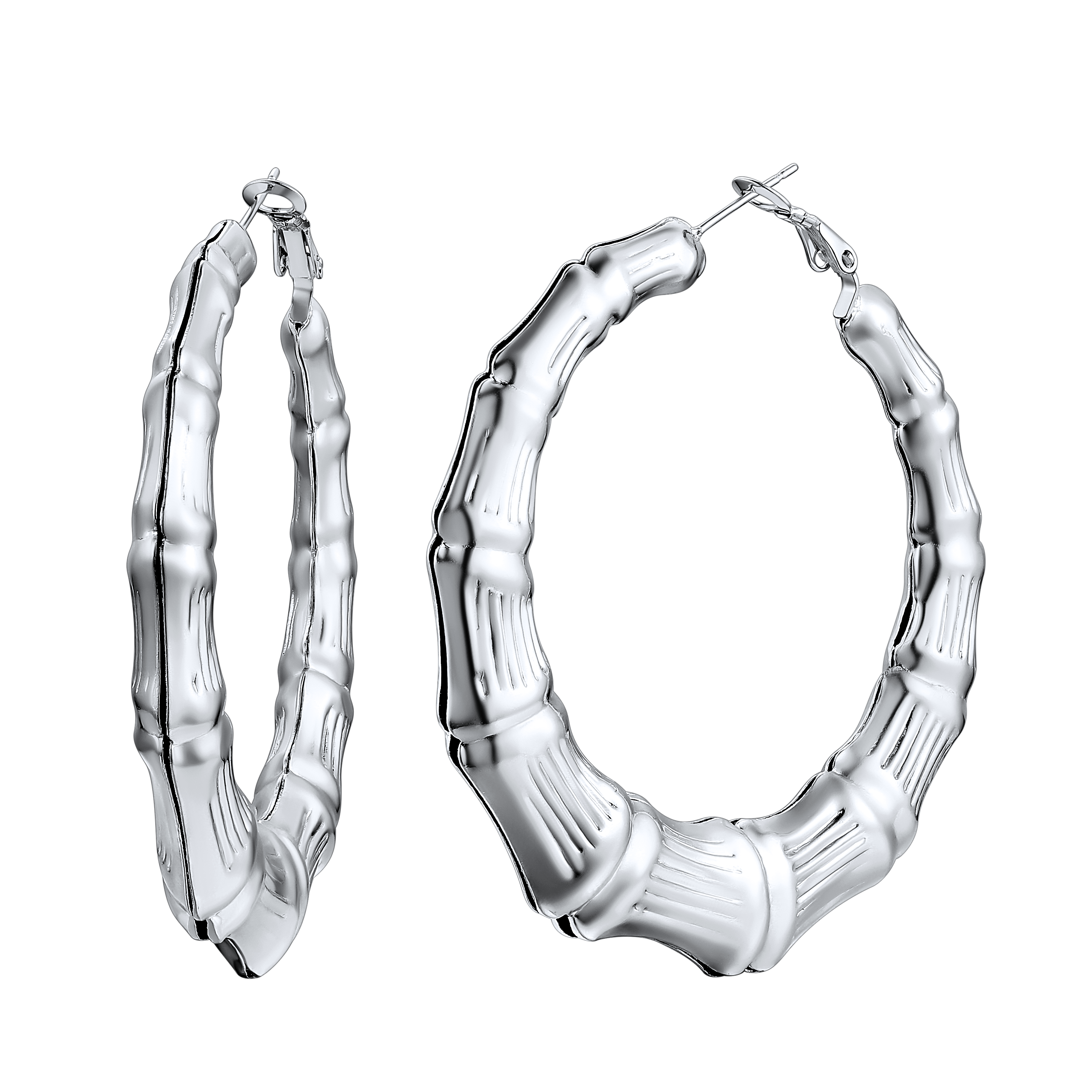 Bamboo Hoop Earrings Vintage Huggie