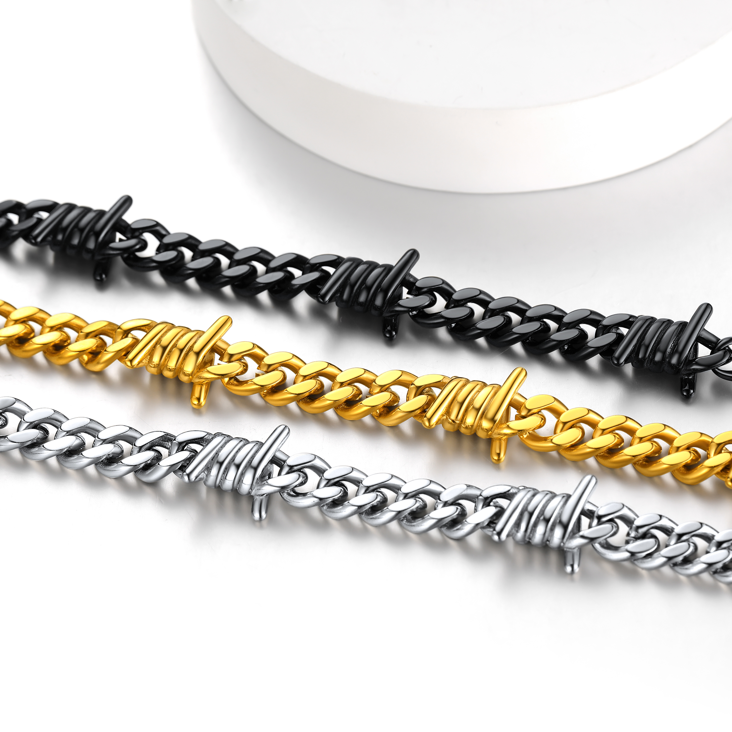 Barbed Wire Bracelet - Stainless Steel Gothic Punk Chain