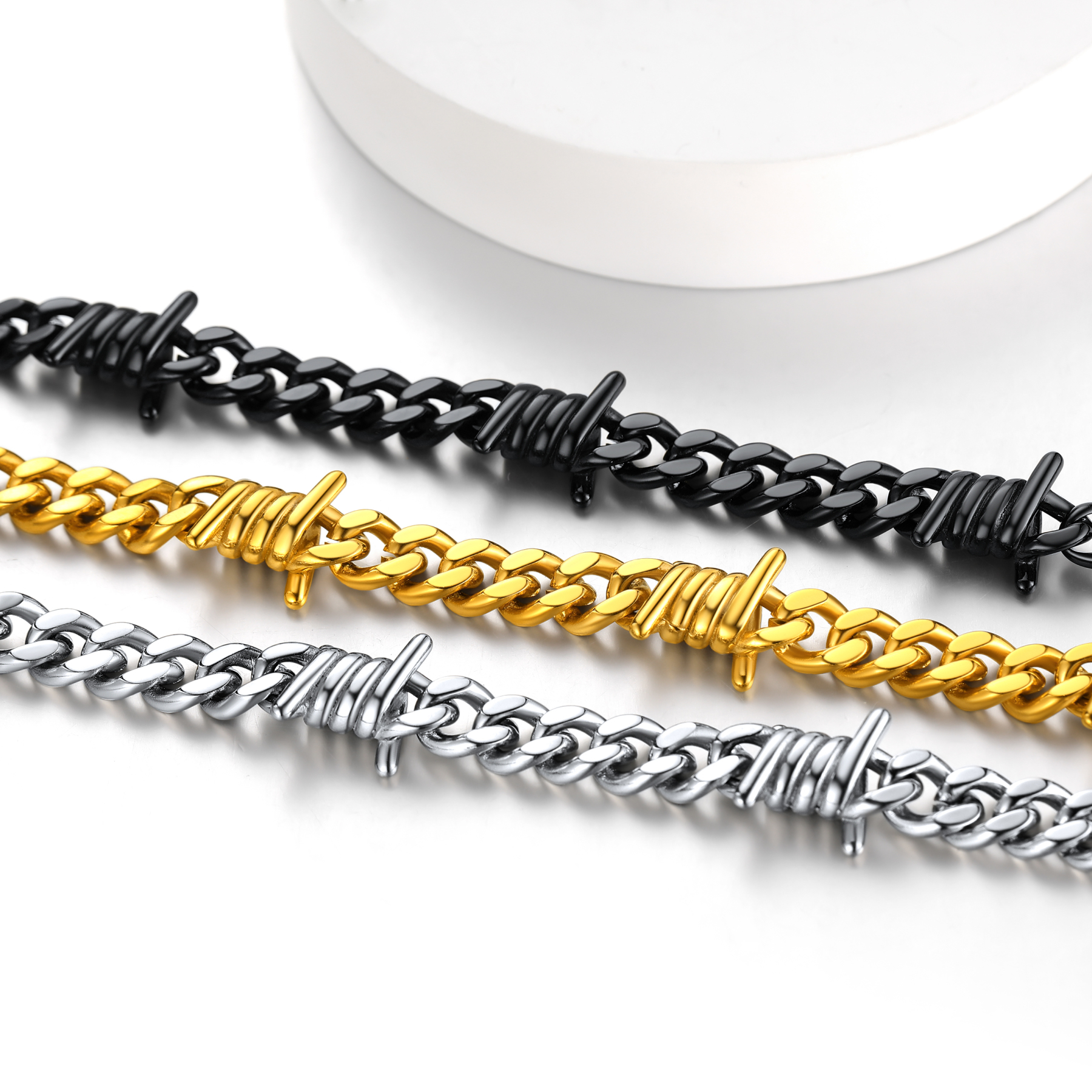 Barbed Wire Bracelet - Stainless Steel Gothic Punk Chain