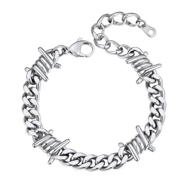Barbed Wire Bracelet - Stainless Steel Gothic Punk Chain