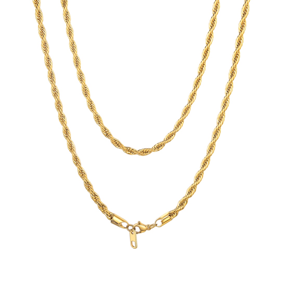 Twisted Rope Chain Necklace-18K Gold Plated