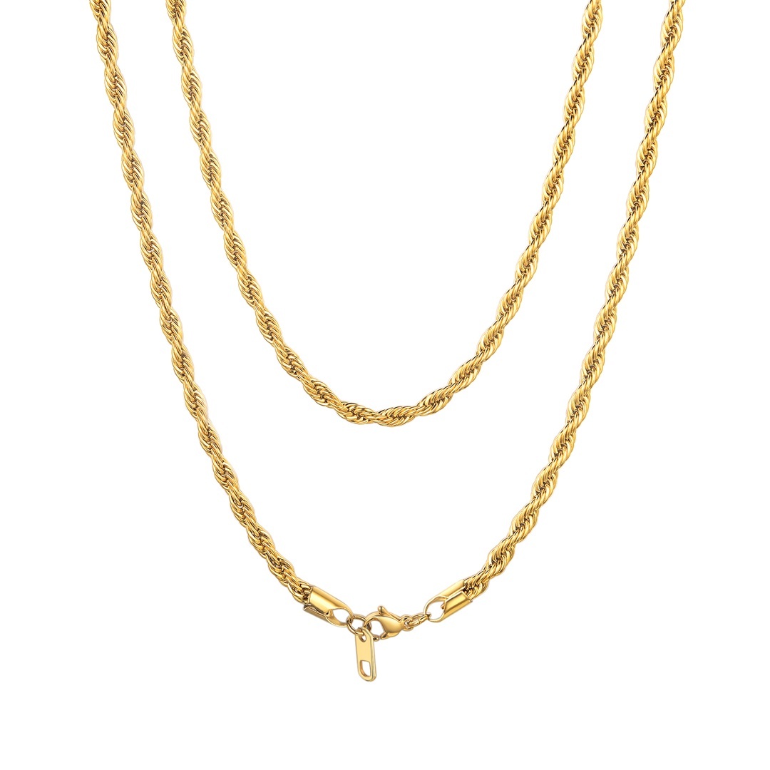 Twisted Rope Chain Necklace-18K Gold Plated