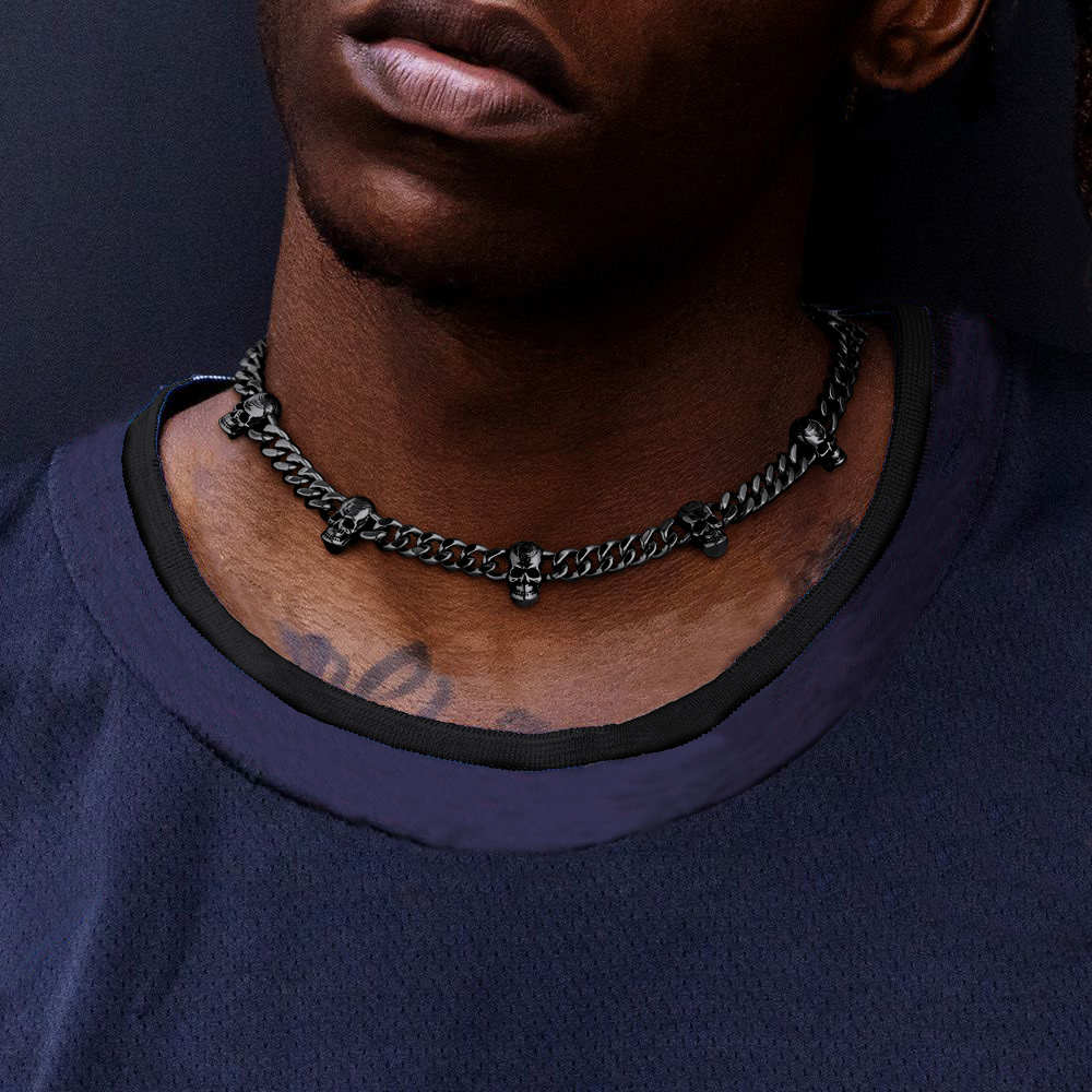 Skull Barbed Wire Cuban Chain 316L Steel