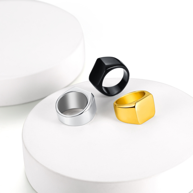 Signet Ring Stainless Steel Vintage Grey