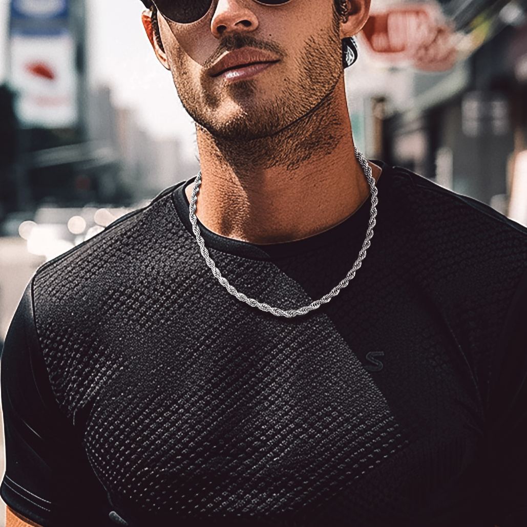 2mm Black Rope Chain for Men