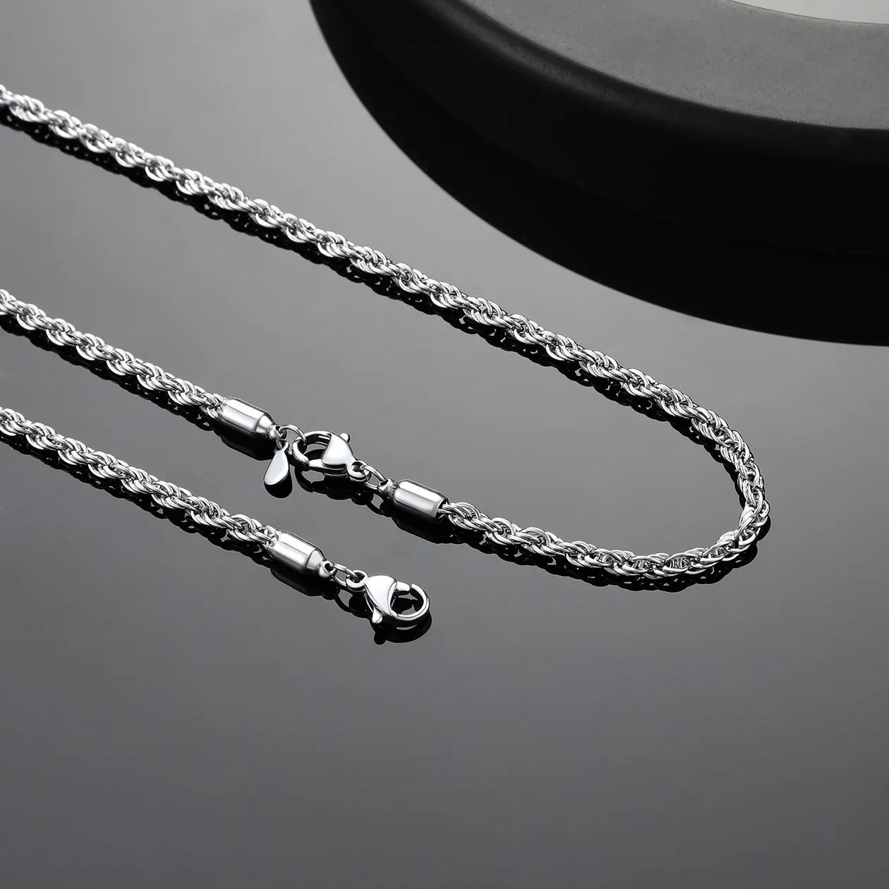 2mm Black Rope Chain for Men