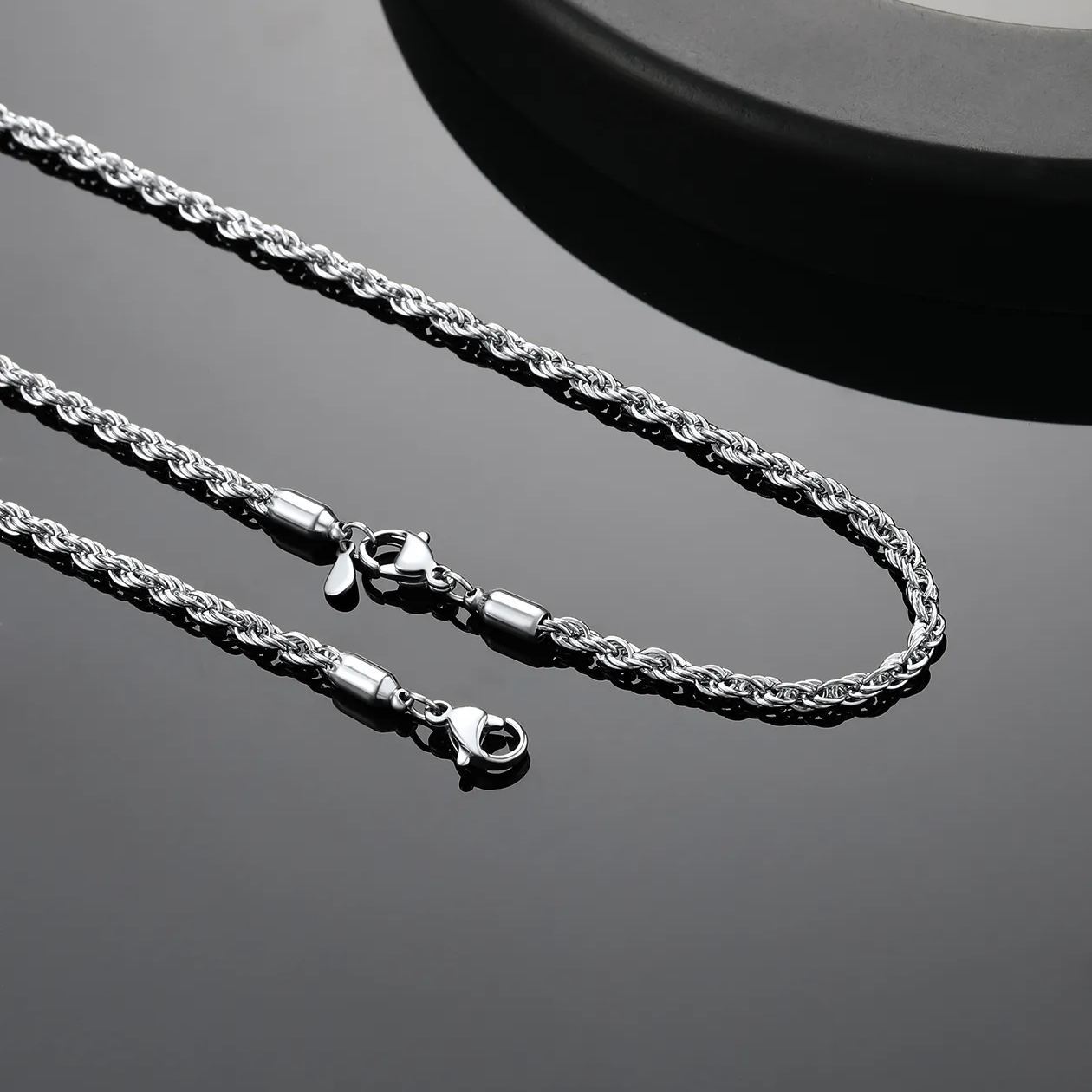 2mm Black Rope Chain for Men