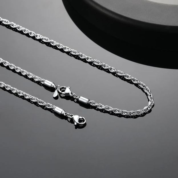 2mm Black Rope Chain for Men