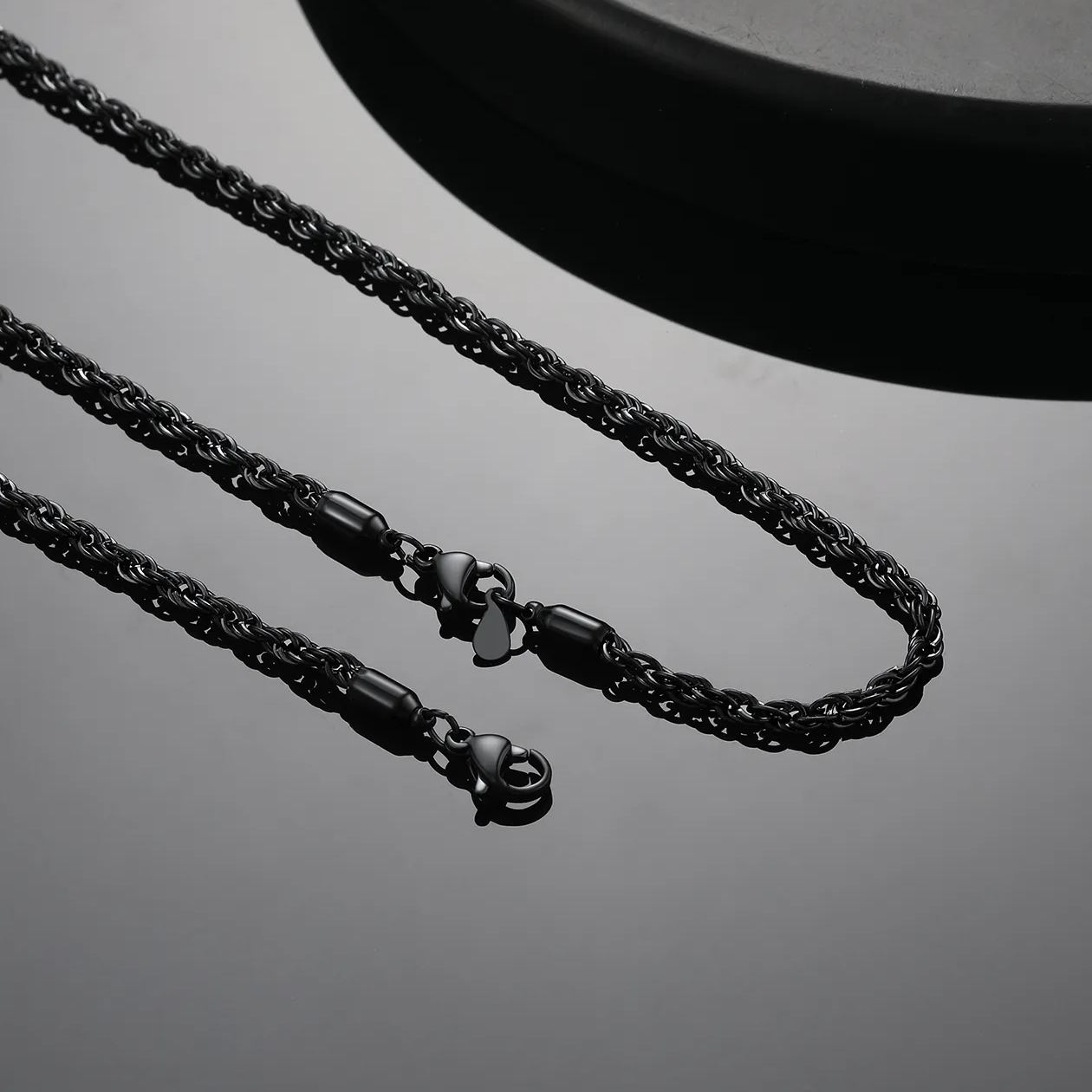 2mm Black Rope Chain for Men