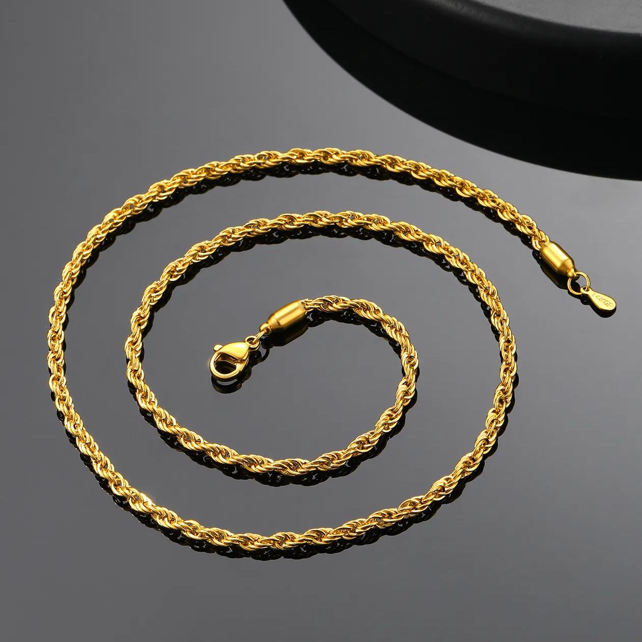 2mm Black Rope Chain for Men