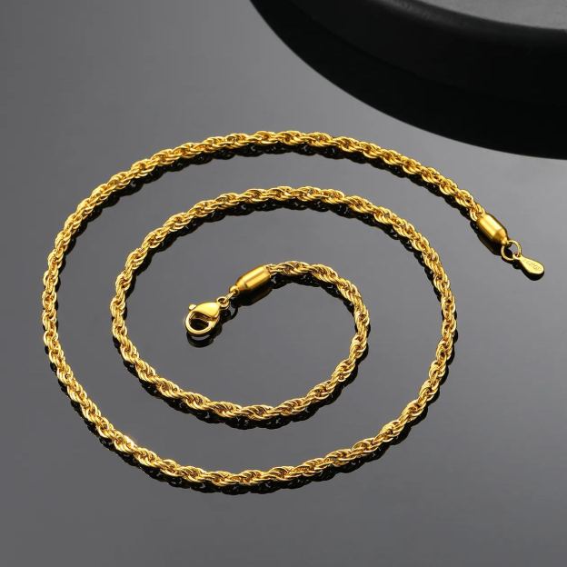 2mm Black Rope Chain for Men