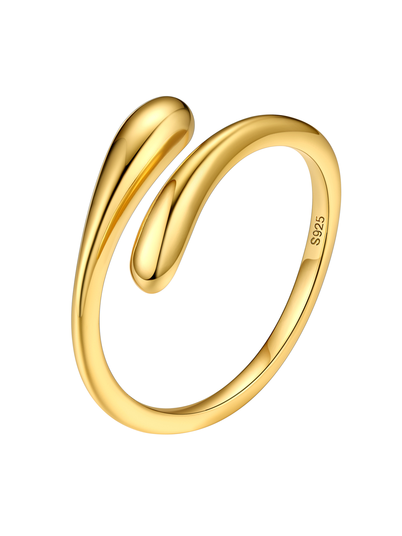 Gold Dainty Teardrop Ring Open Adjustable Band Ring