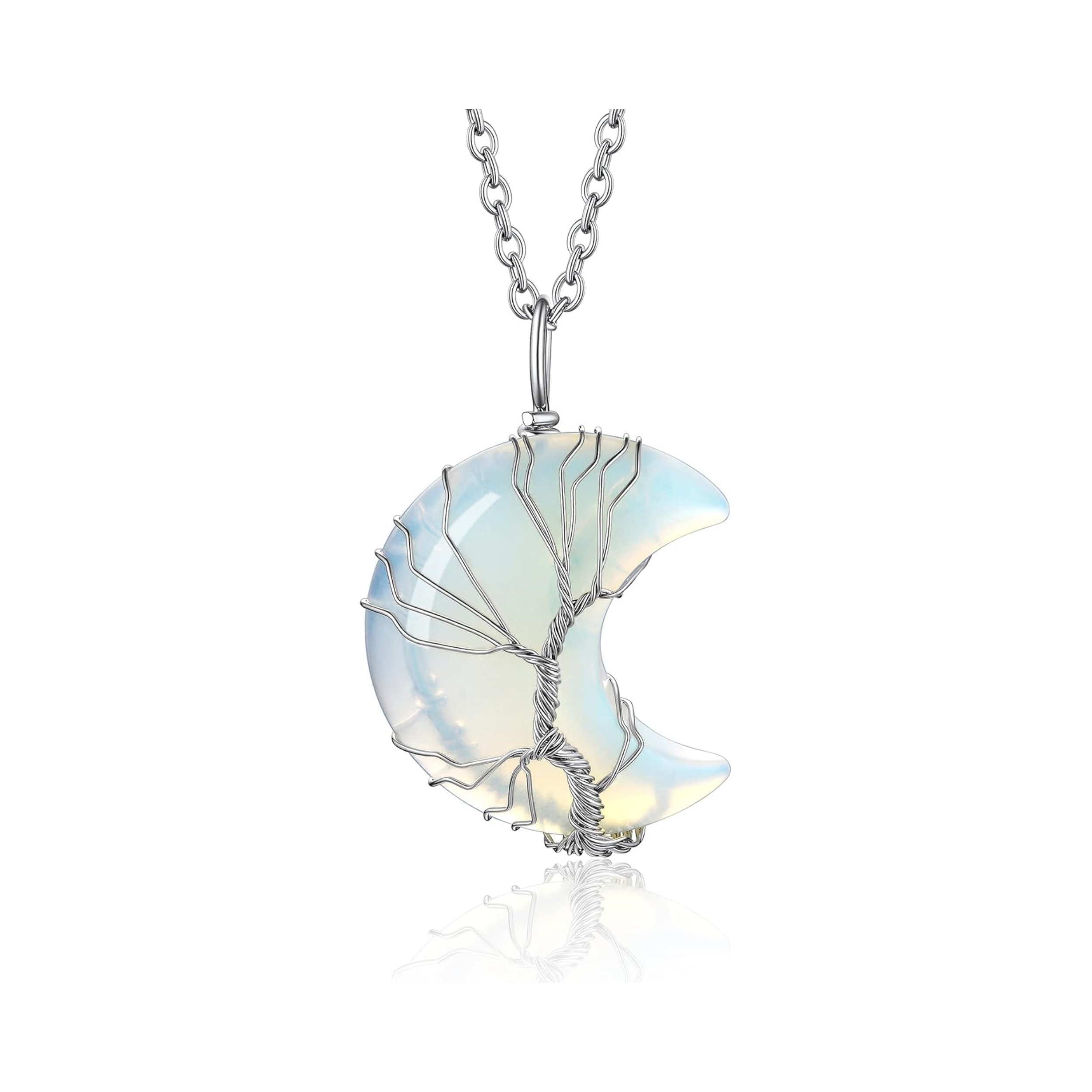 Crescent Healing Crystal Moonstone Pendant Necklaces 