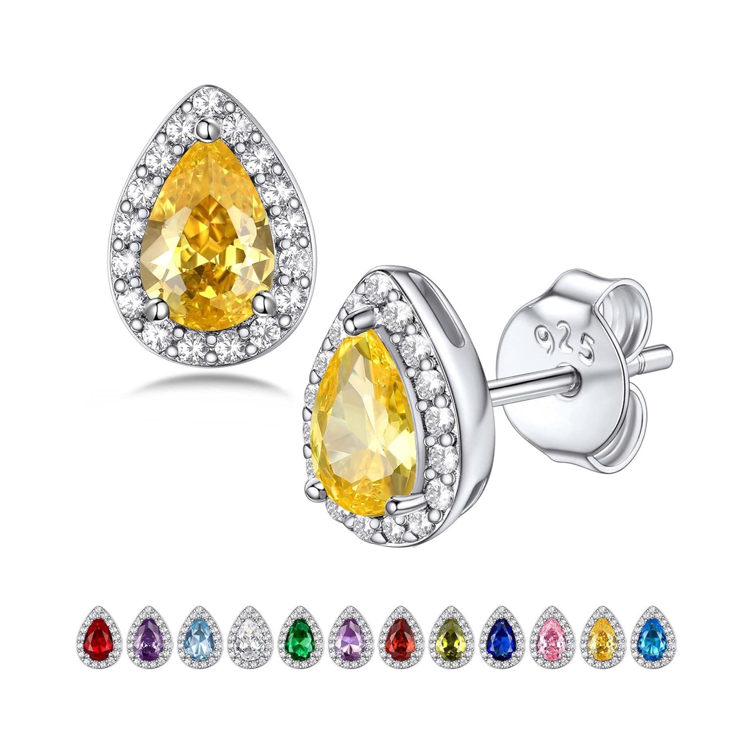 Yellow Topaz November Teardrop Birthstone Stud Earrings