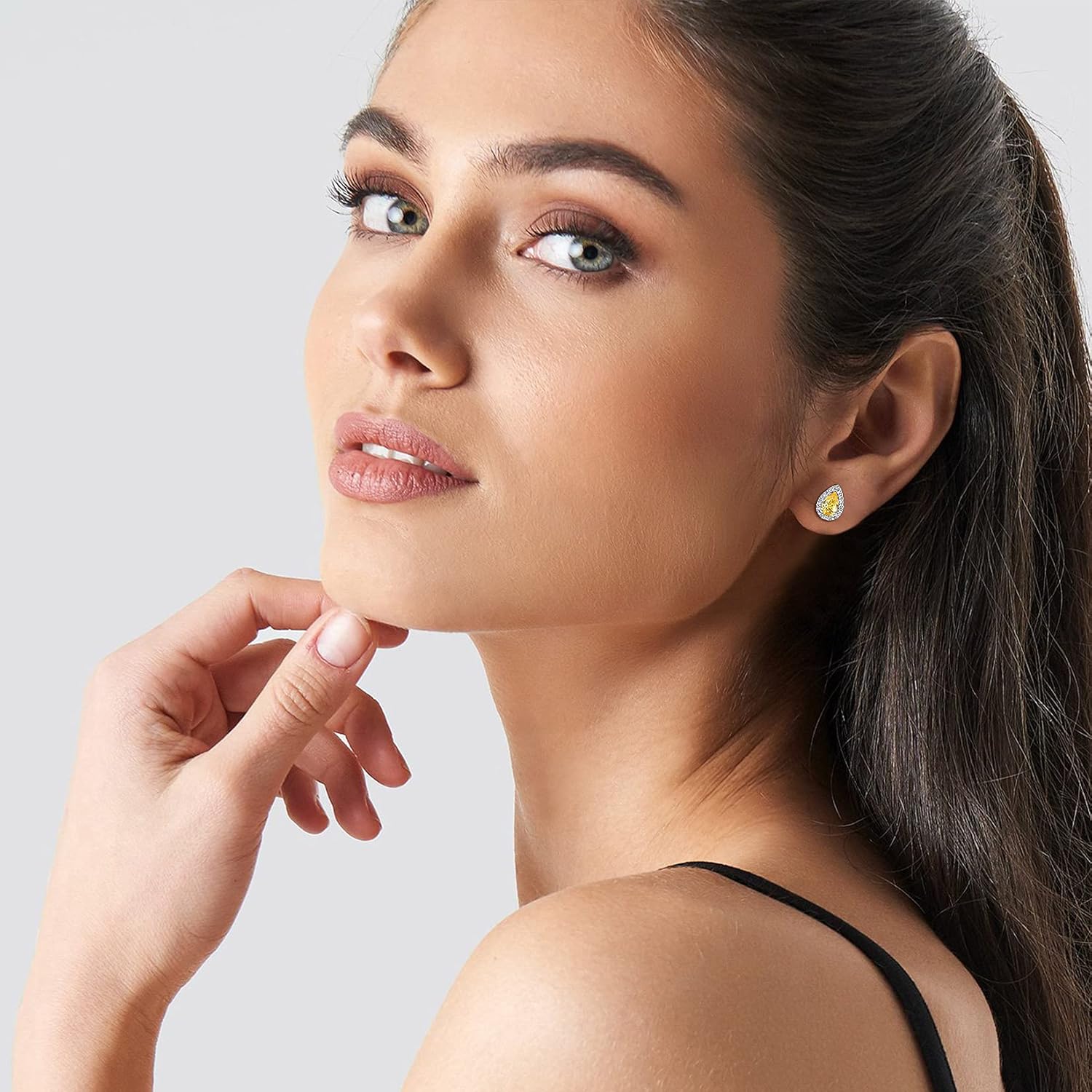 Yellow Topaz November Teardrop Birthstone Stud Earrings