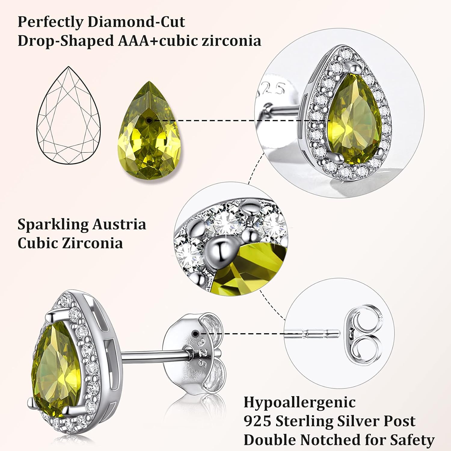 Yellow Topaz November Teardrop Birthstone Stud Earrings