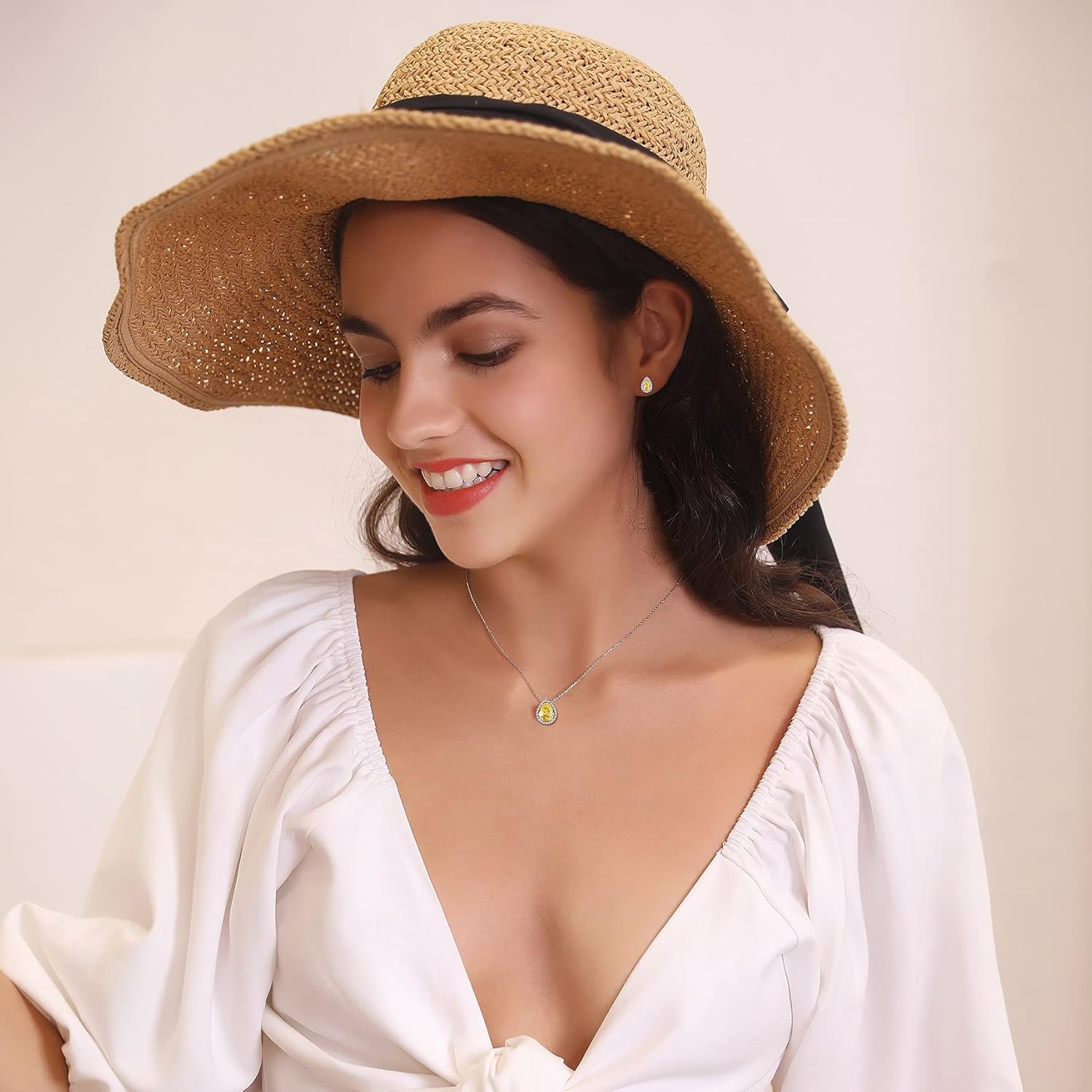 Yellow Topaz November Teardrop Birthstone Stud Earrings