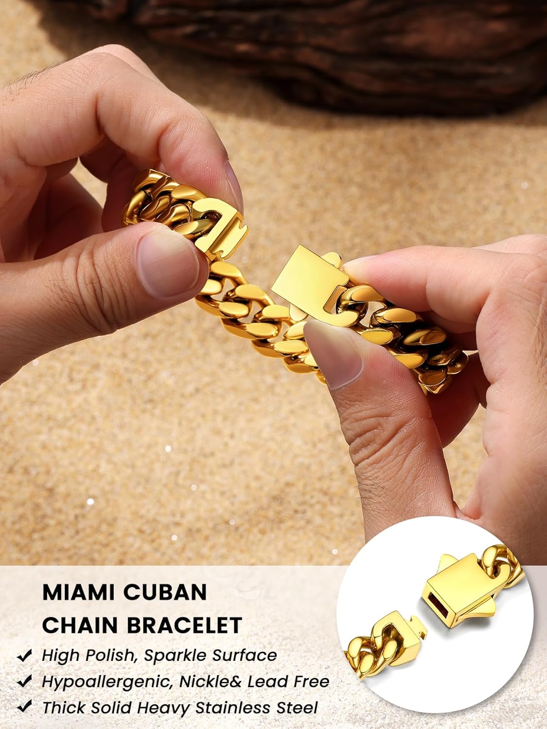 12mm Wide Thick Cuban Link Chain Bracelets