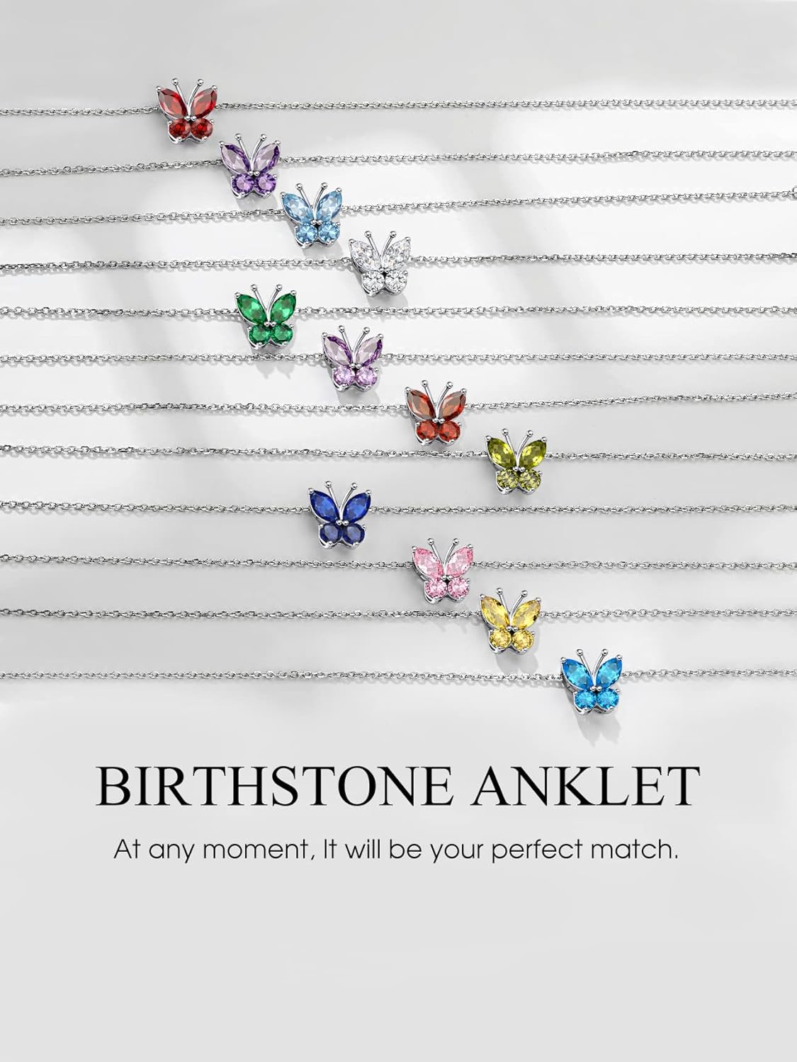 August Peridot Butterfly Birthstone Anklet