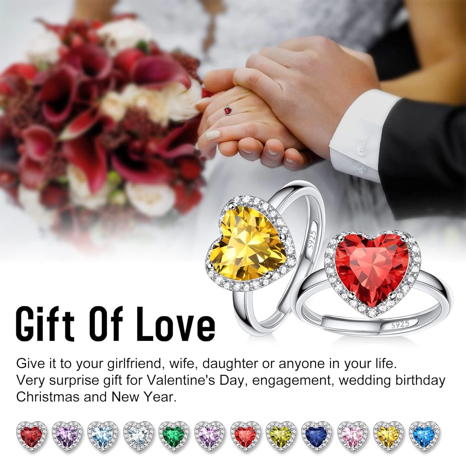 February Amethyst Heart Ring