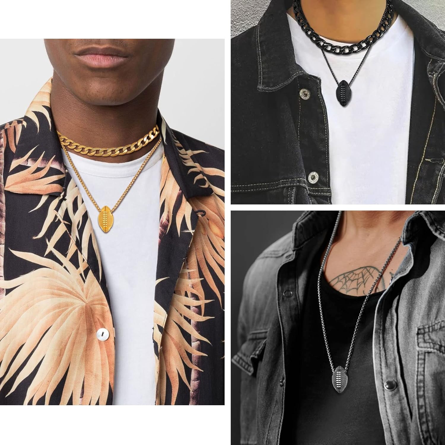 18K Gold Plated Rugby Ball Pendants Sprots Necklace