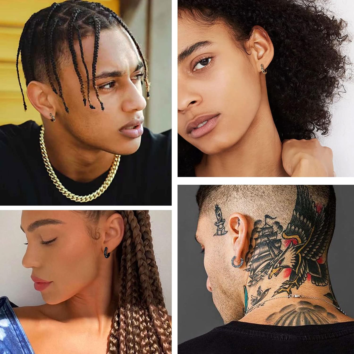 Black Skull Gothic Hoop Earrings