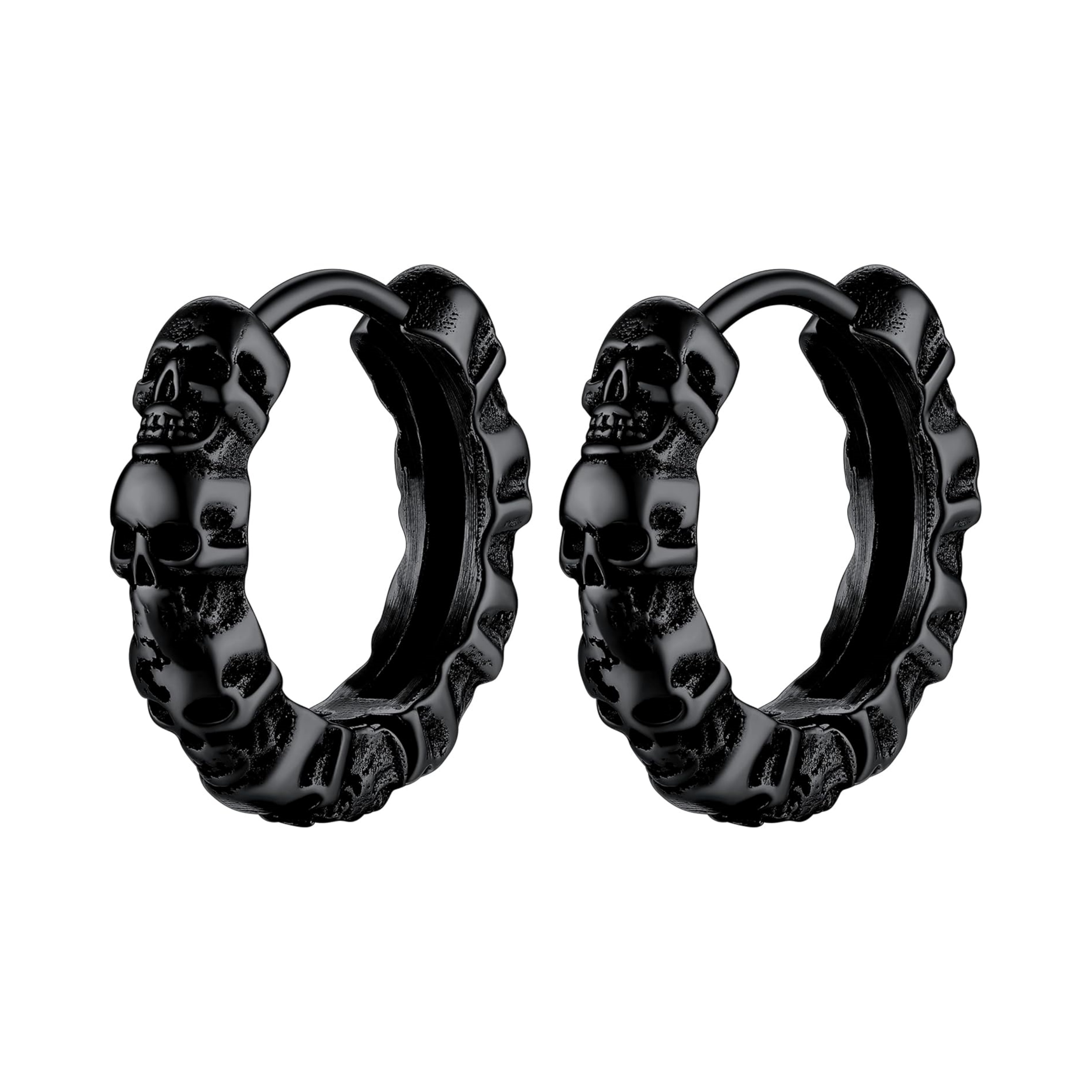 Black Skull Gothic Hoop Earrings
