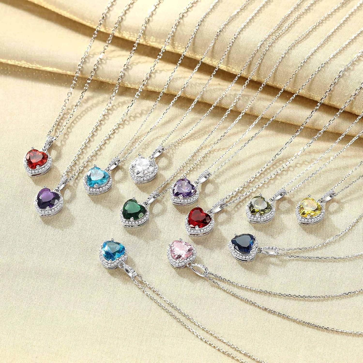 Heart May Emerald Solitaire Birthstone Pendant Diamond Necklace